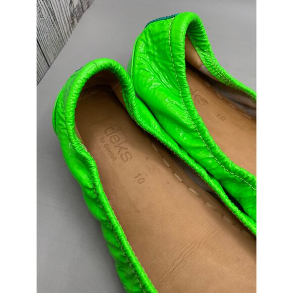 Tieks by Gavrielli Ballet Italian Leather Foldable Woman’s Lime Green Flats 10 - Picture 3 of 7